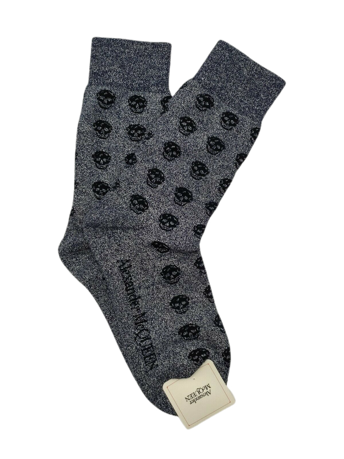Alexander McQueen Men Mid-Calf Dark Blue Metallic Sport Socks M