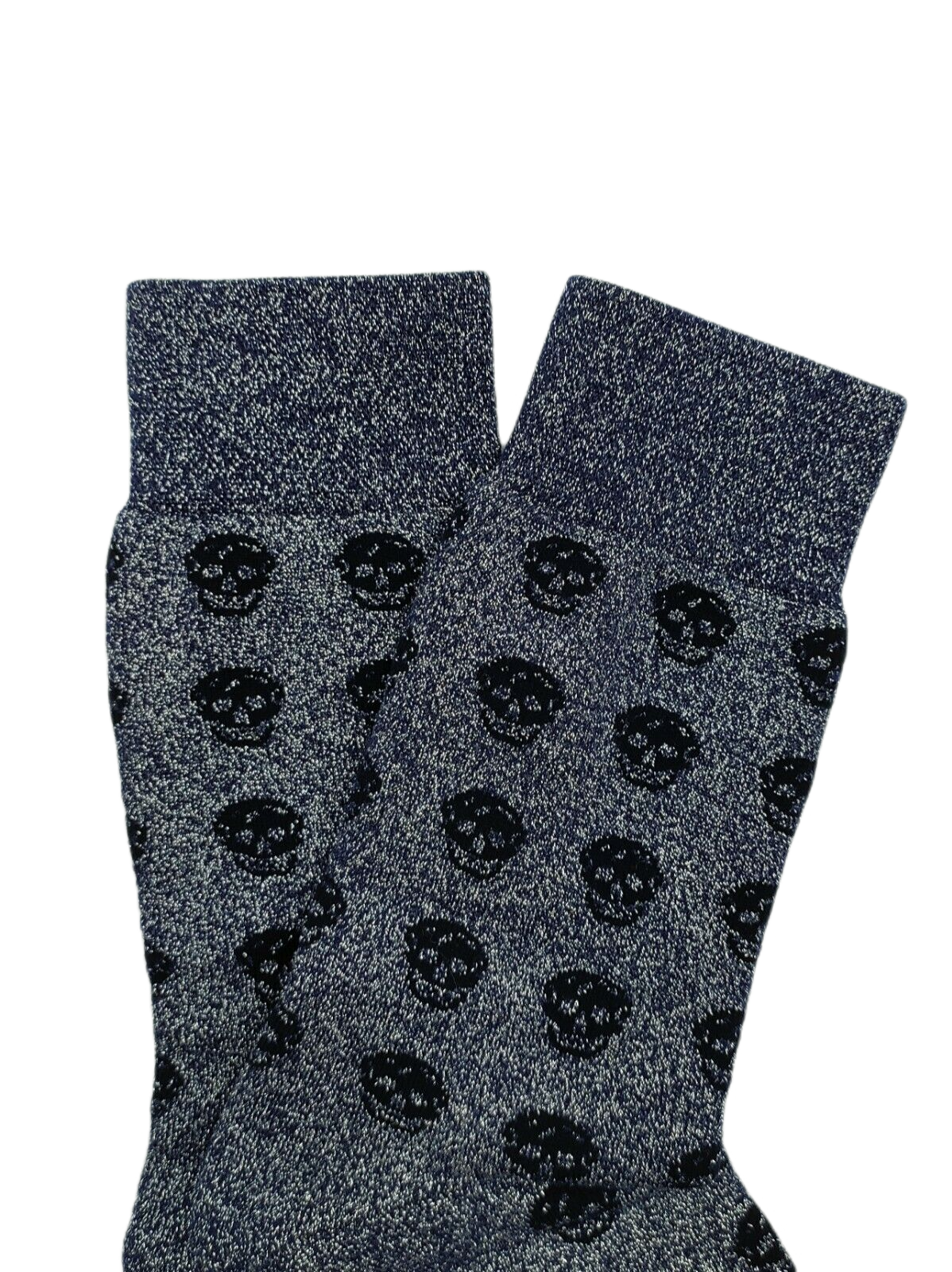Alexander McQueen Men Mid-Calf Dark Blue Metallic Sport Socks M