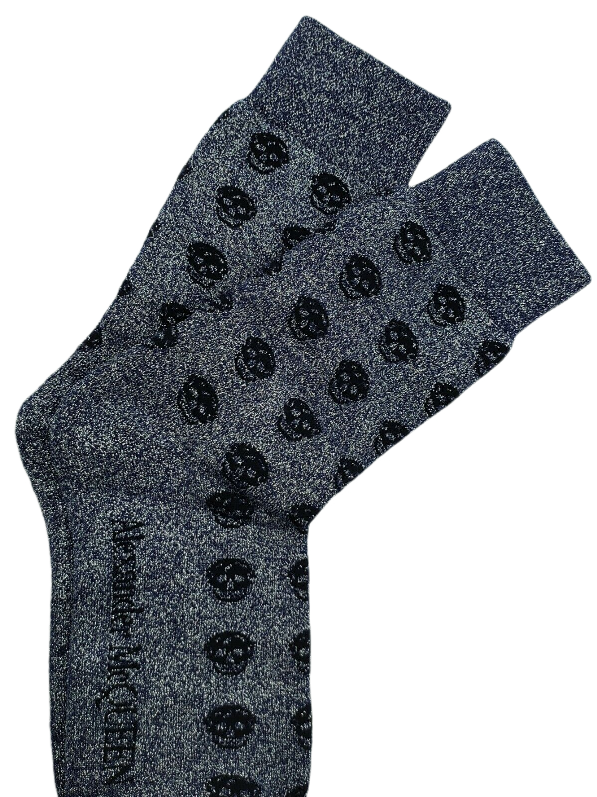 Alexander McQueen Men Mid-Calf Dark Blue Metallic Sport Socks M