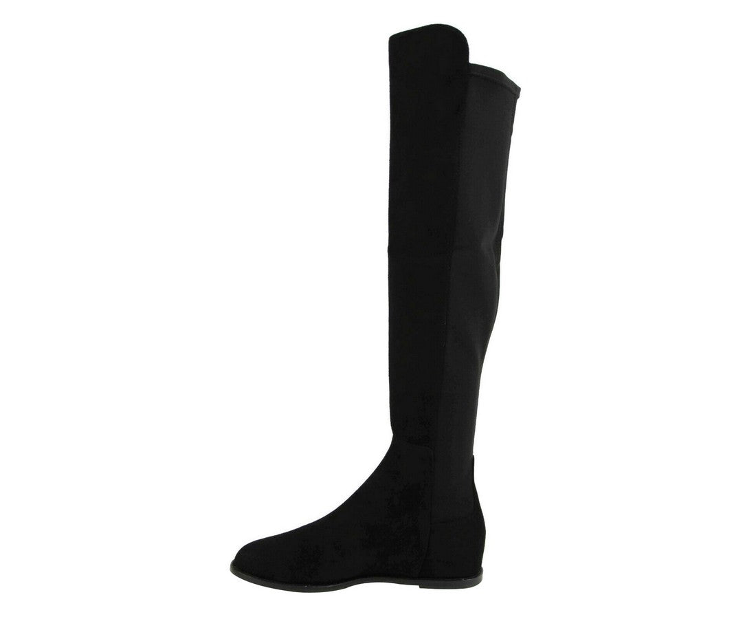 Stuart Weitzman Women's Black Mainline Suede Hidden Wedge Knee-High Boot