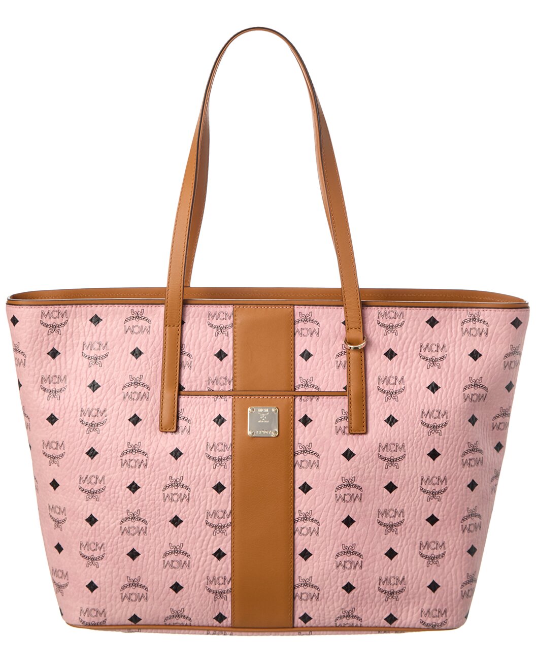 MCM Women's Anya Pink Monogram Visetos Canvas Medium Shopper Tote MWPBAFO01PZ001