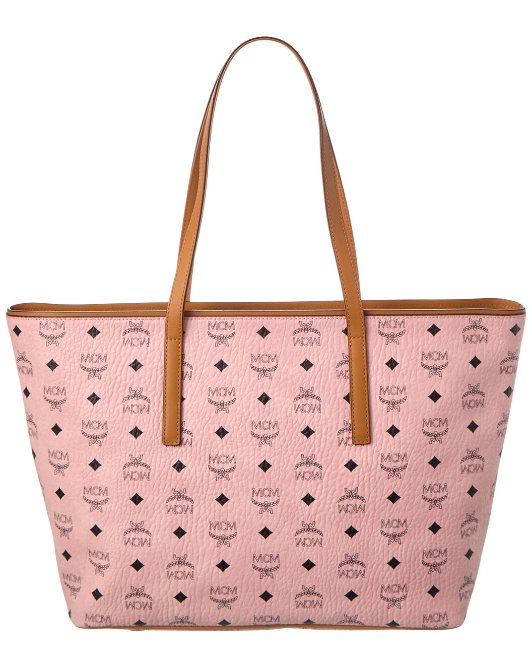 MCM Women's Anya Pink Monogram Visetos Canvas Medium Shopper Tote MWPBAFO01PZ001