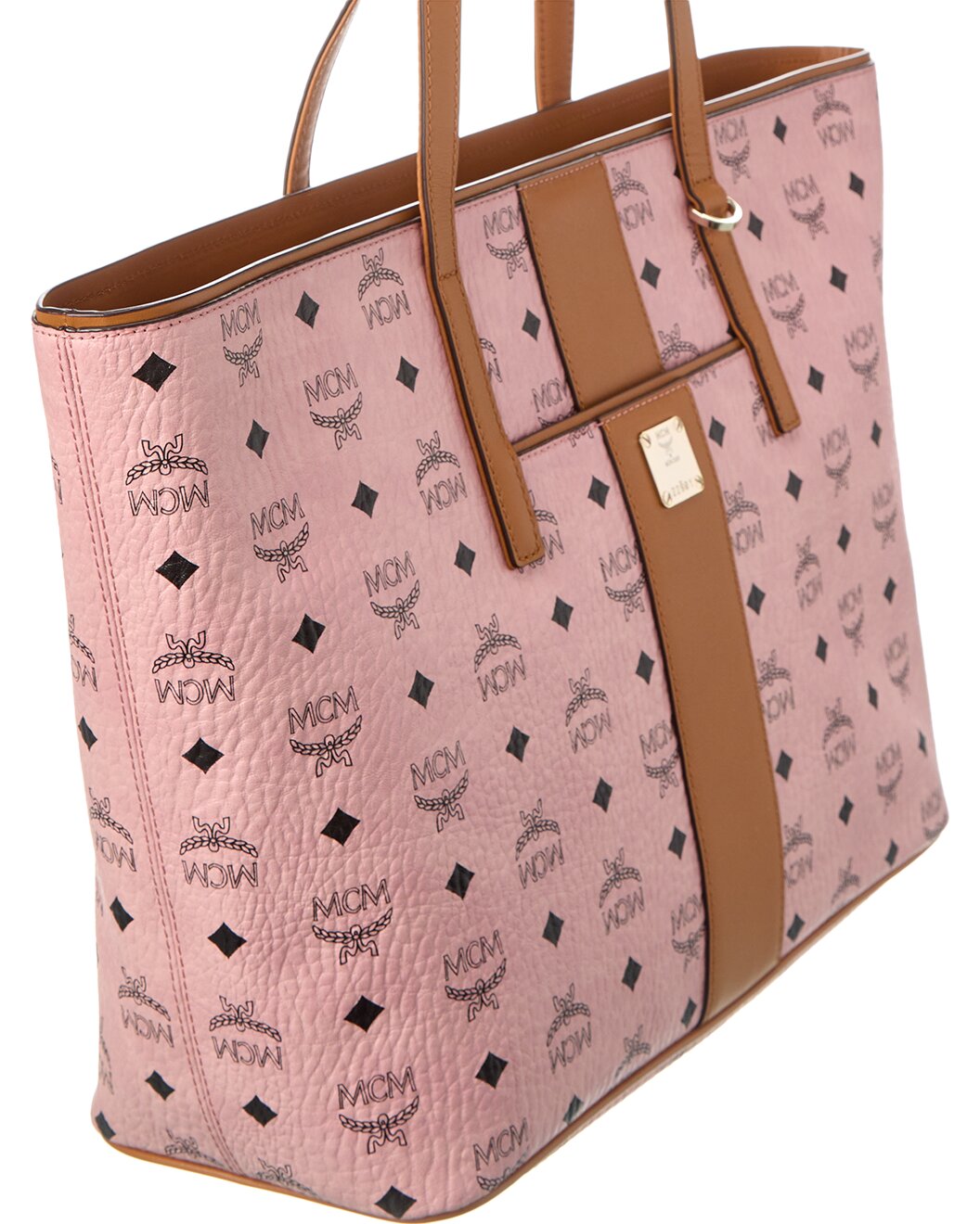 MCM Women's Anya Pink Monogram Visetos Canvas Medium Shopper Tote MWPBAFO01PZ001