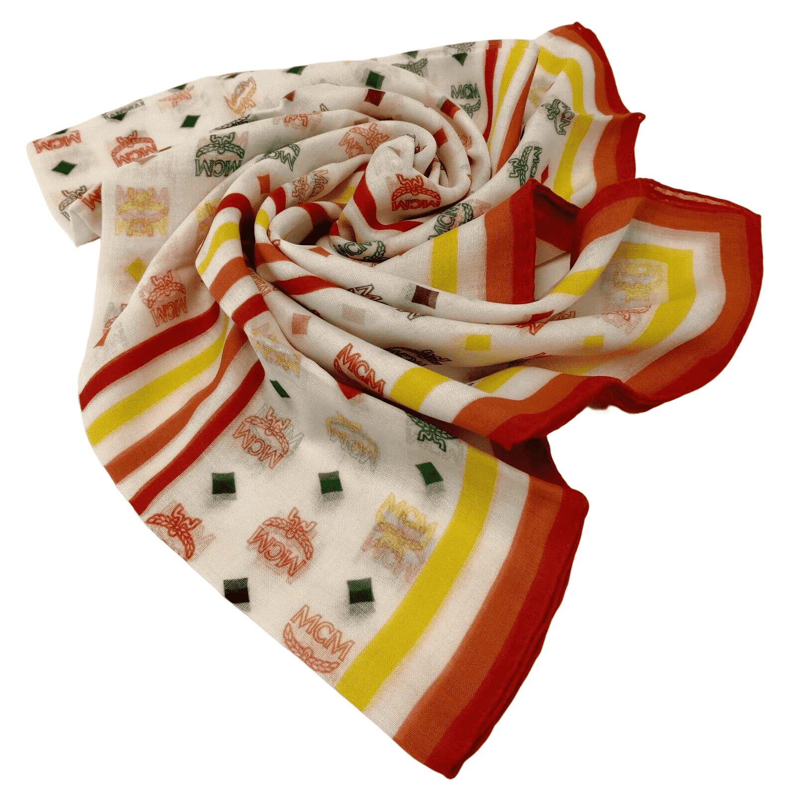 MCM White/Rainbow Logo Silk/Modal Jacquard Scarf