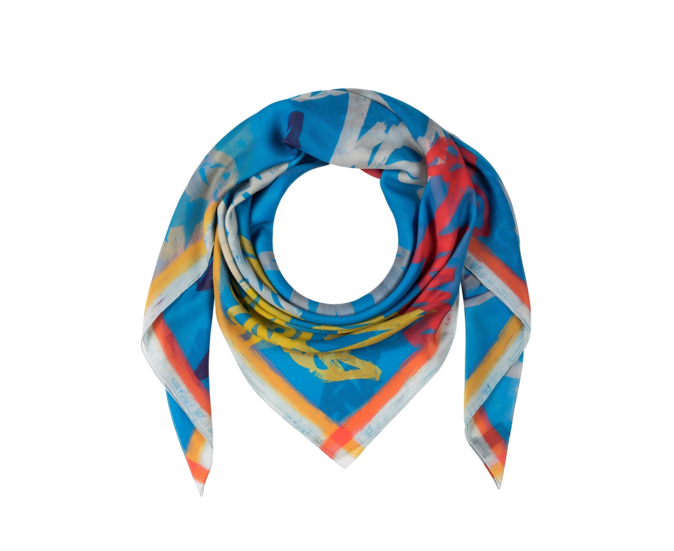 MCM Women's Multicolor Logo Print Silk Wool Large Scarf Shawl