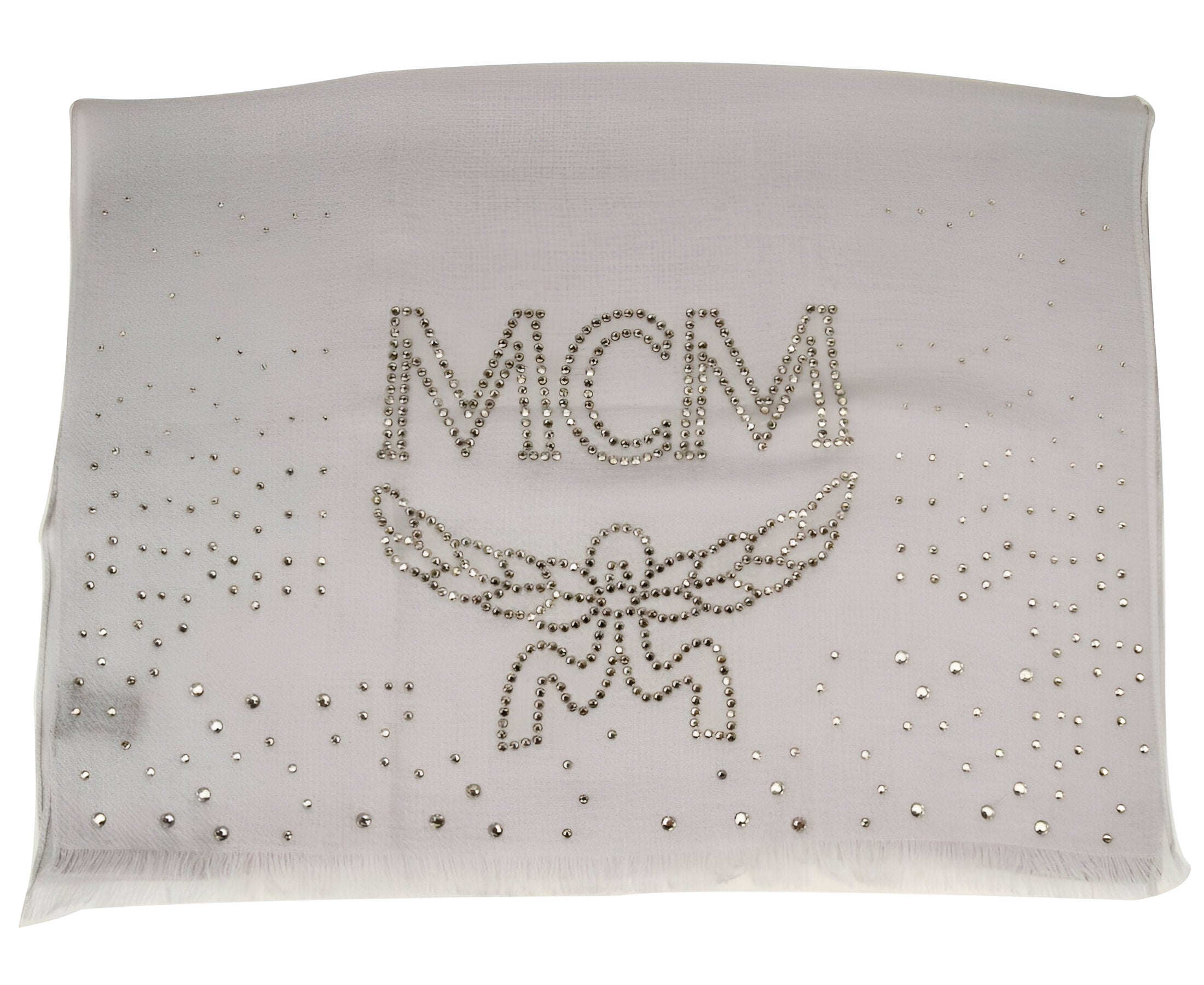 MCM Women's Grey Dawn Cashmere With Swarovski Crystal Logo Scarf