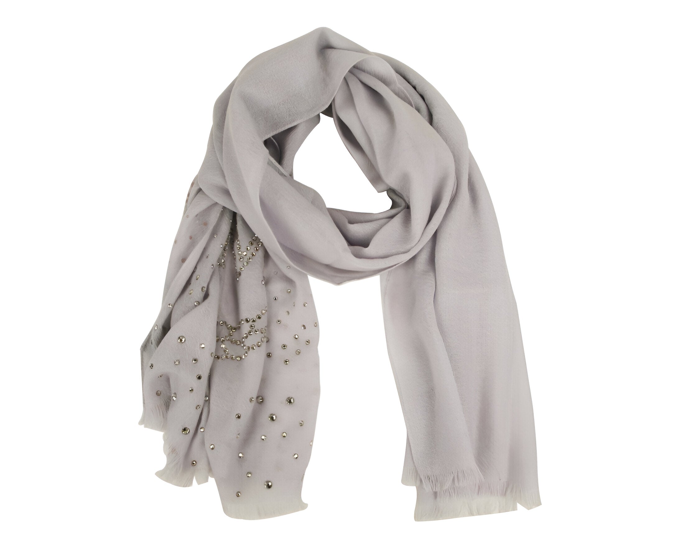 MCM Women's Grey Dawn Cashmere With Swarovski Crystal Logo Scarf