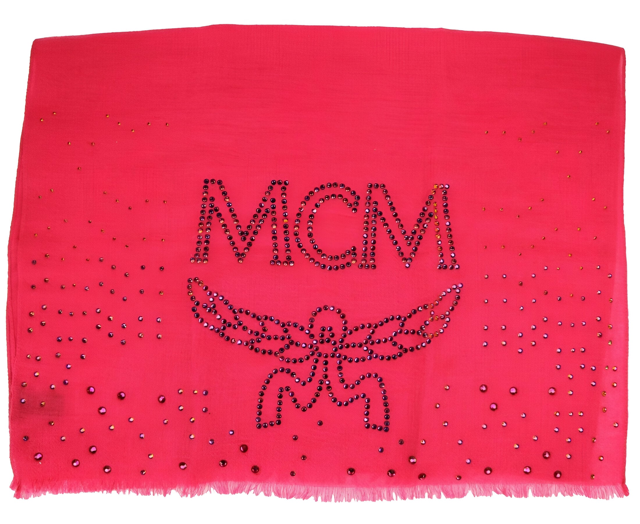 MCM Women's Magenta Love Potion Cashmere With Crystal Logo Scarf MEF9SMM14UF001