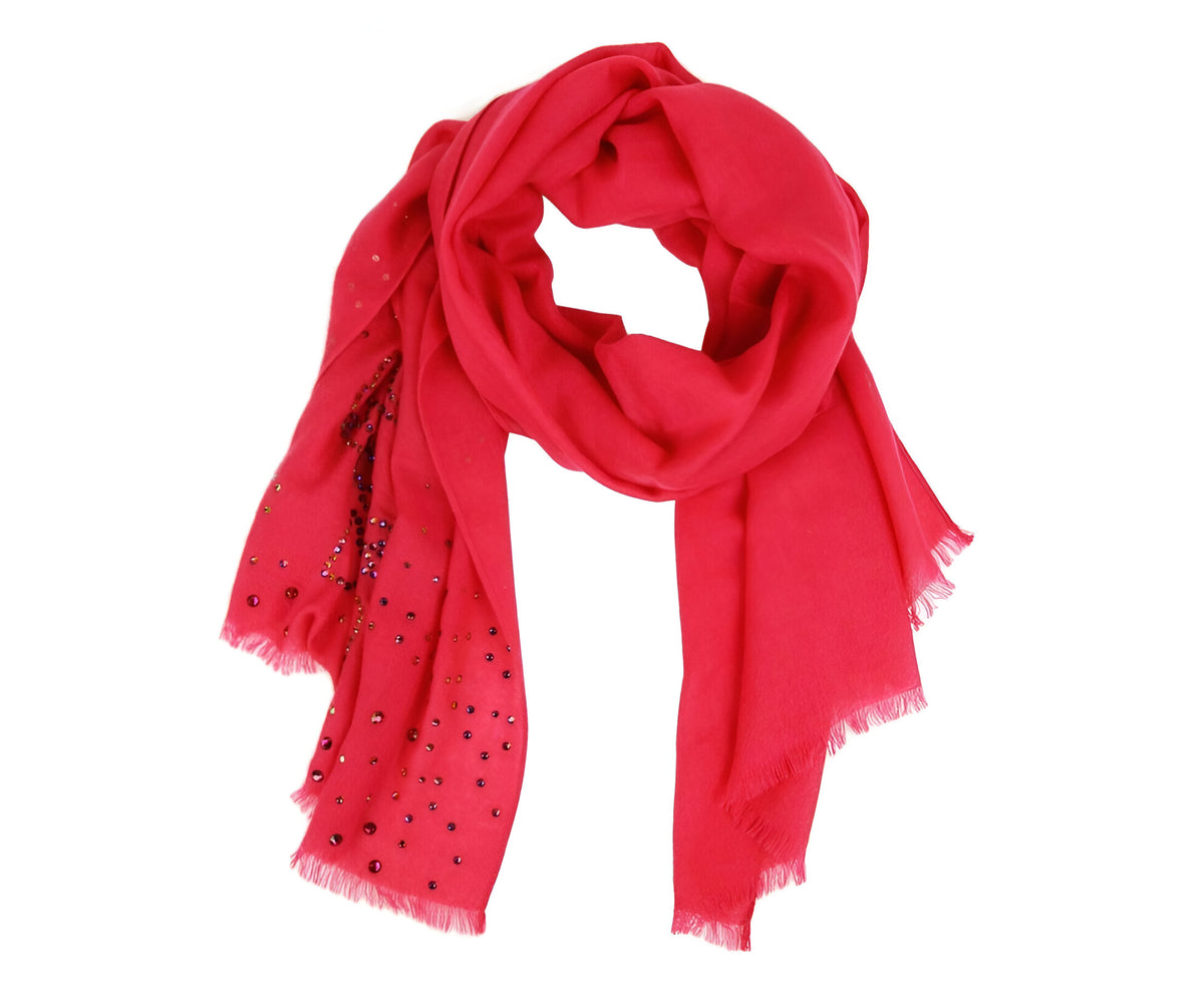 MCM Women's Magenta Love Potion Cashmere With Crystal Logo Scarf MEF9SMM14UF001