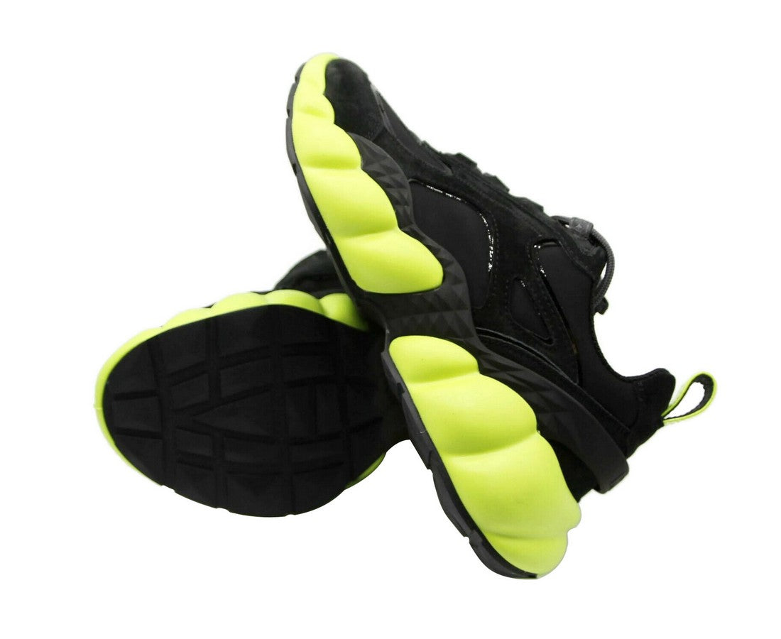 MCM Women's Black Luft Collection Suede Neon Green Trim Sneaker (36 EU / 6 US)