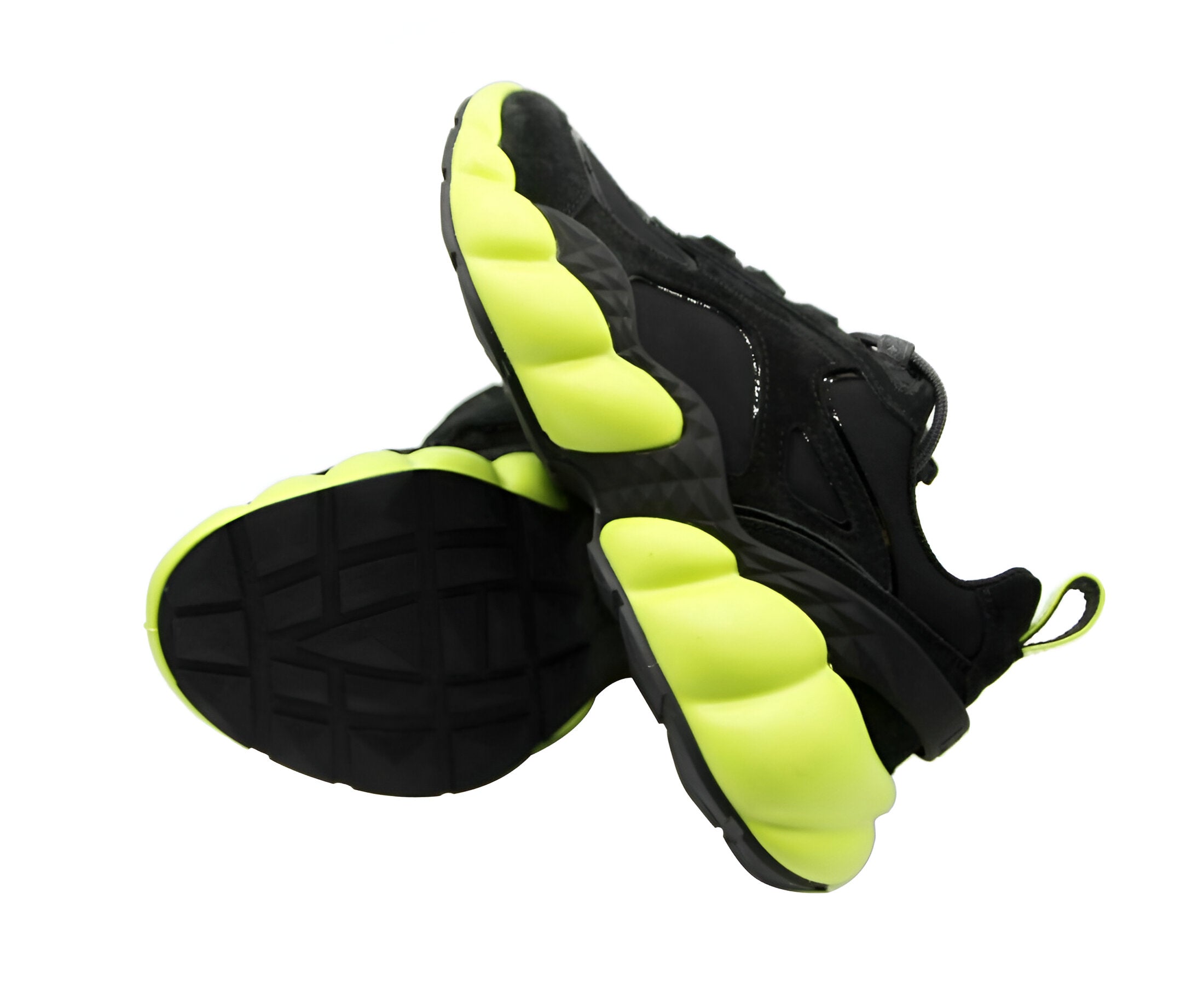 MCM Women's Black Luft Collection Suede Neon Green Trim Sneaker (37 EU / 7 US)