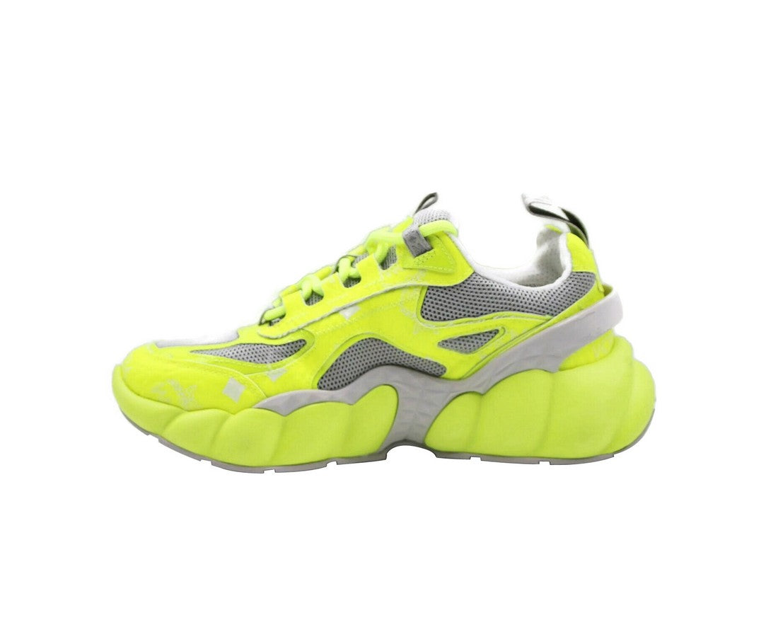 MCM Women's Neon Yellow Luft Collection Visetos Canvas Sneaker