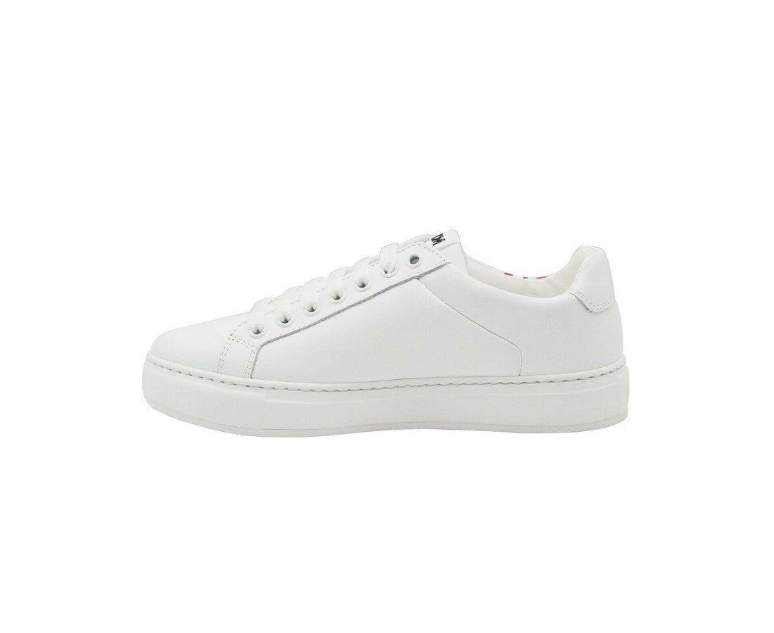MCM Women's White / Black Leather Logo Low Top Sneaker (36 EU / 6 US)