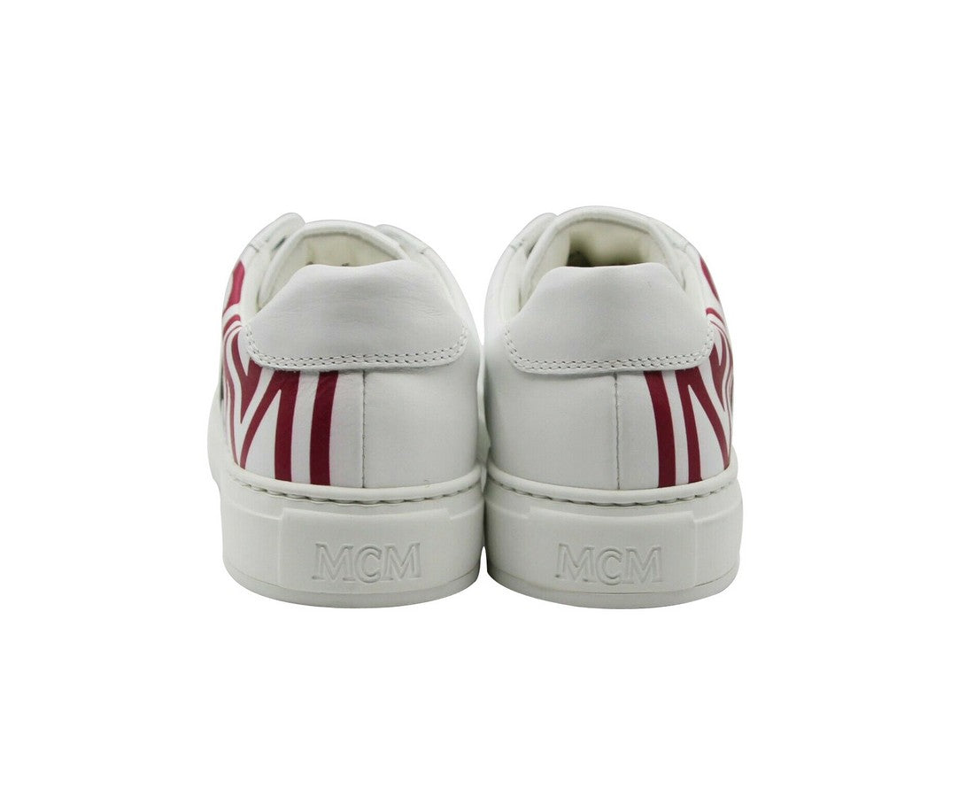 MCM Women's White / Black Leather Logo Low Top Sneaker (36 EU / 6 US)
