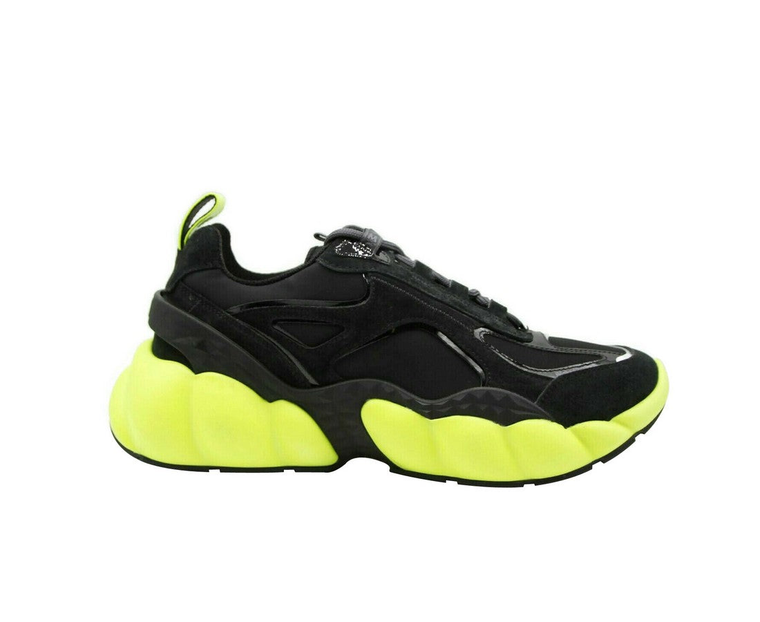 MCM Men's Black Luft Collection Suede Neon Green Trim Sneaker (41 EU / 8 US)