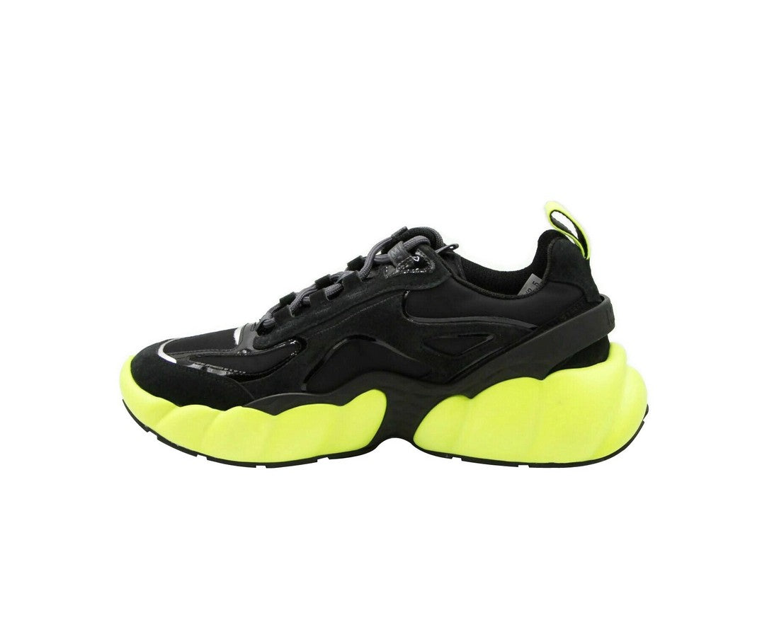 MCM Men's Black Luft Collection Suede Neon Green Trim Sneaker (41 EU / 8 US)