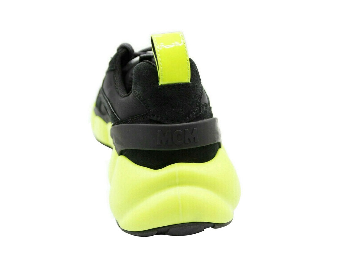 MCM Men's Black Luft Collection Suede Neon Green Trim Sneaker (41 EU / 8 US)