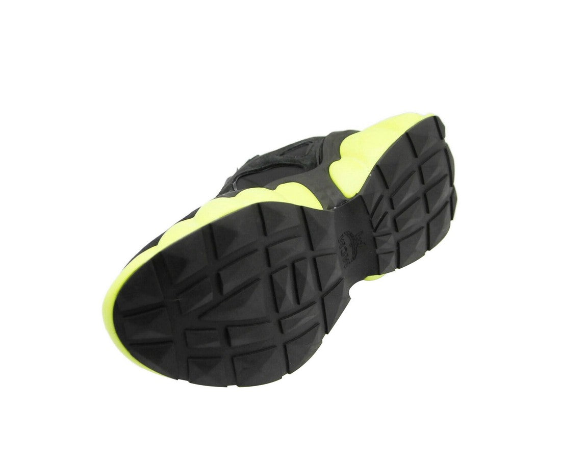 MCM Men's Black Luft Collection Suede Neon Green Trim Sneaker (41 EU / 8 US)