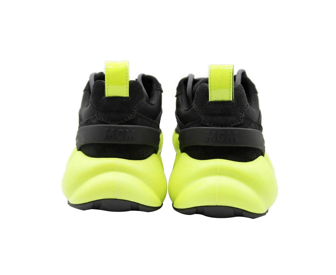 MCM Men's Black Luft Collection Suede Neon Green Trim Sneaker (41 EU / 8 US)