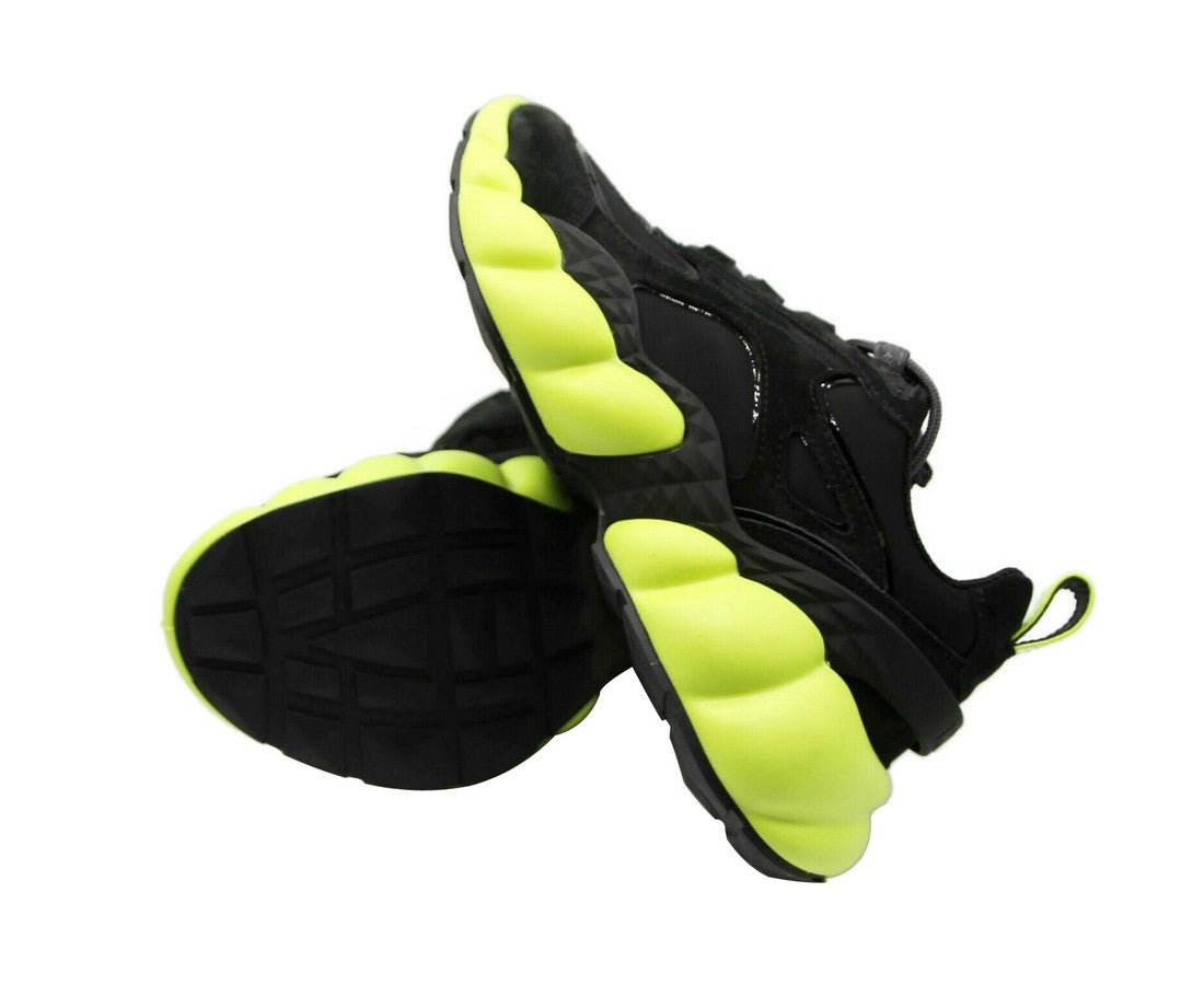 MCM Men's Black Luft Collection Suede Neon Green Trim Sneaker (41 EU / 8 US)