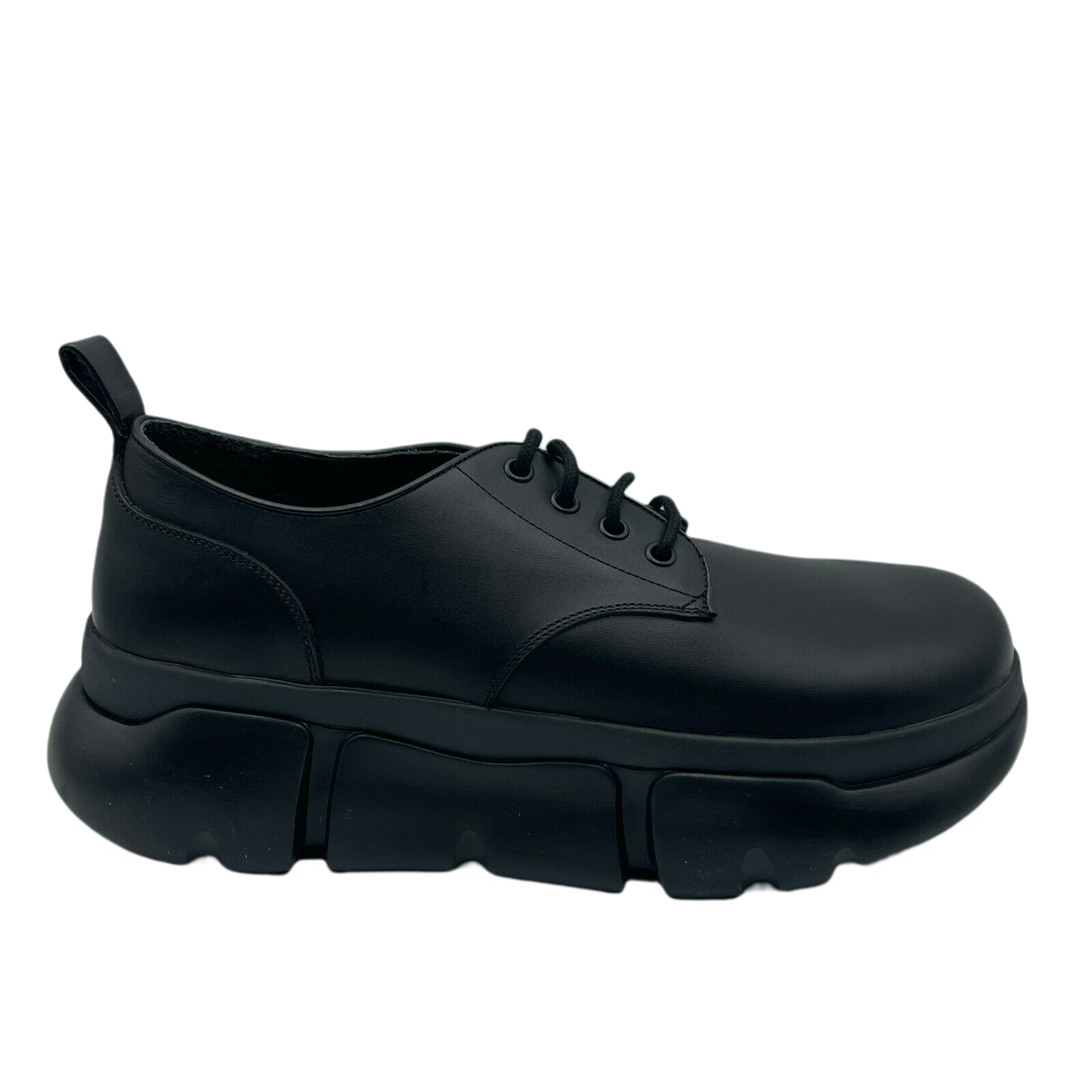 MCM Men's Black Leather Platform Lace Up Sneaker