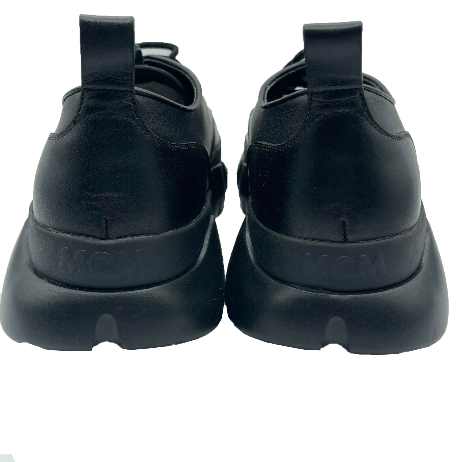 MCM Men's Black Leather Platform Lace Up Sneaker