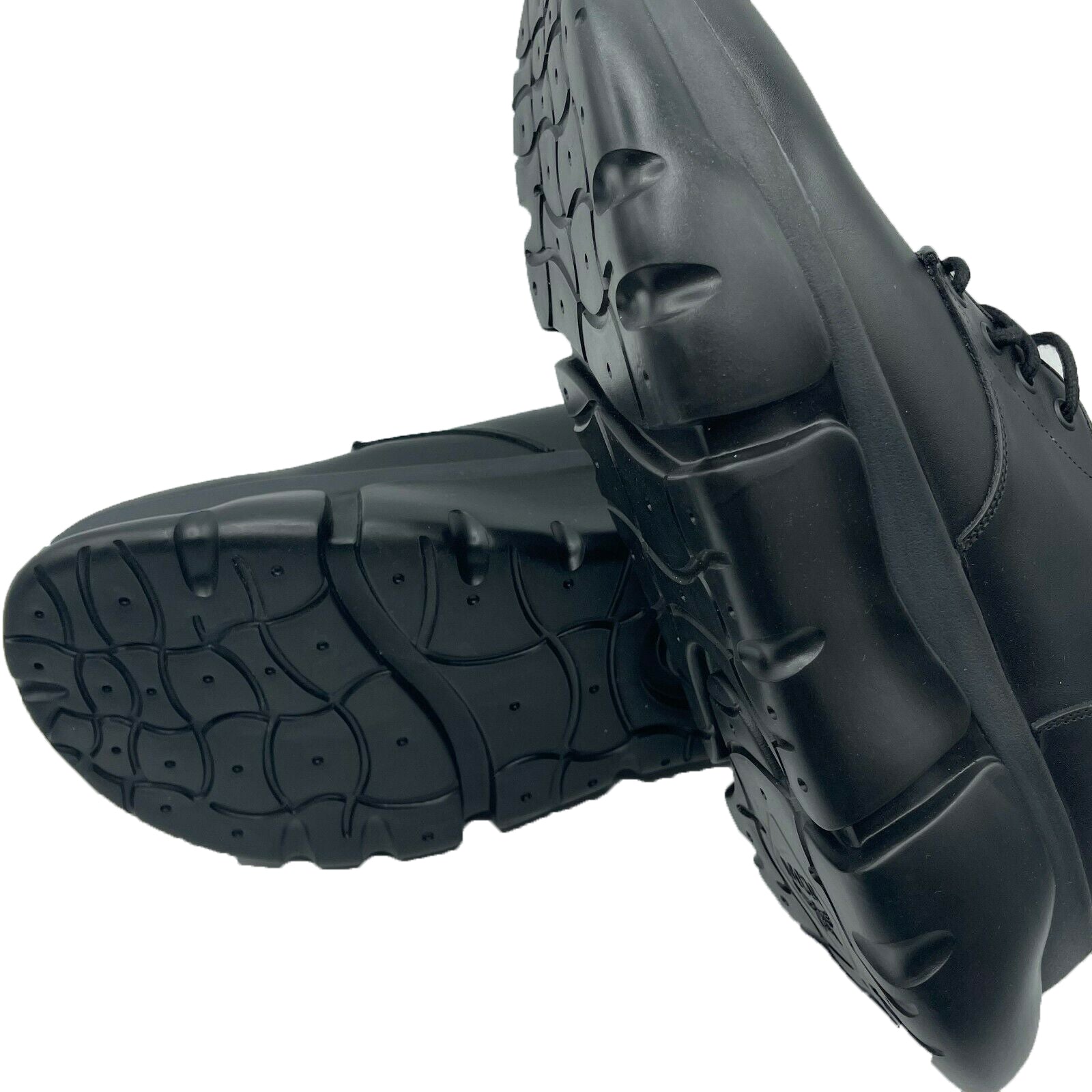 MCM Men's Black Leather Platform Lace Up Sneaker