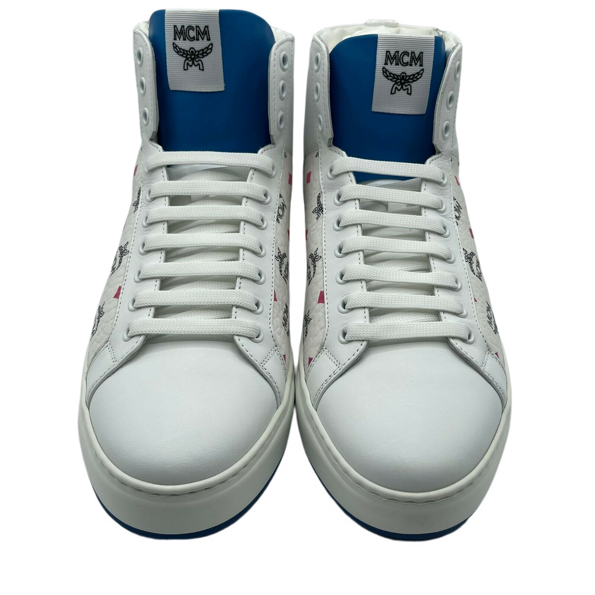 MCM Men's White Leather Rainbow Spectrum Hi Top Sneaker