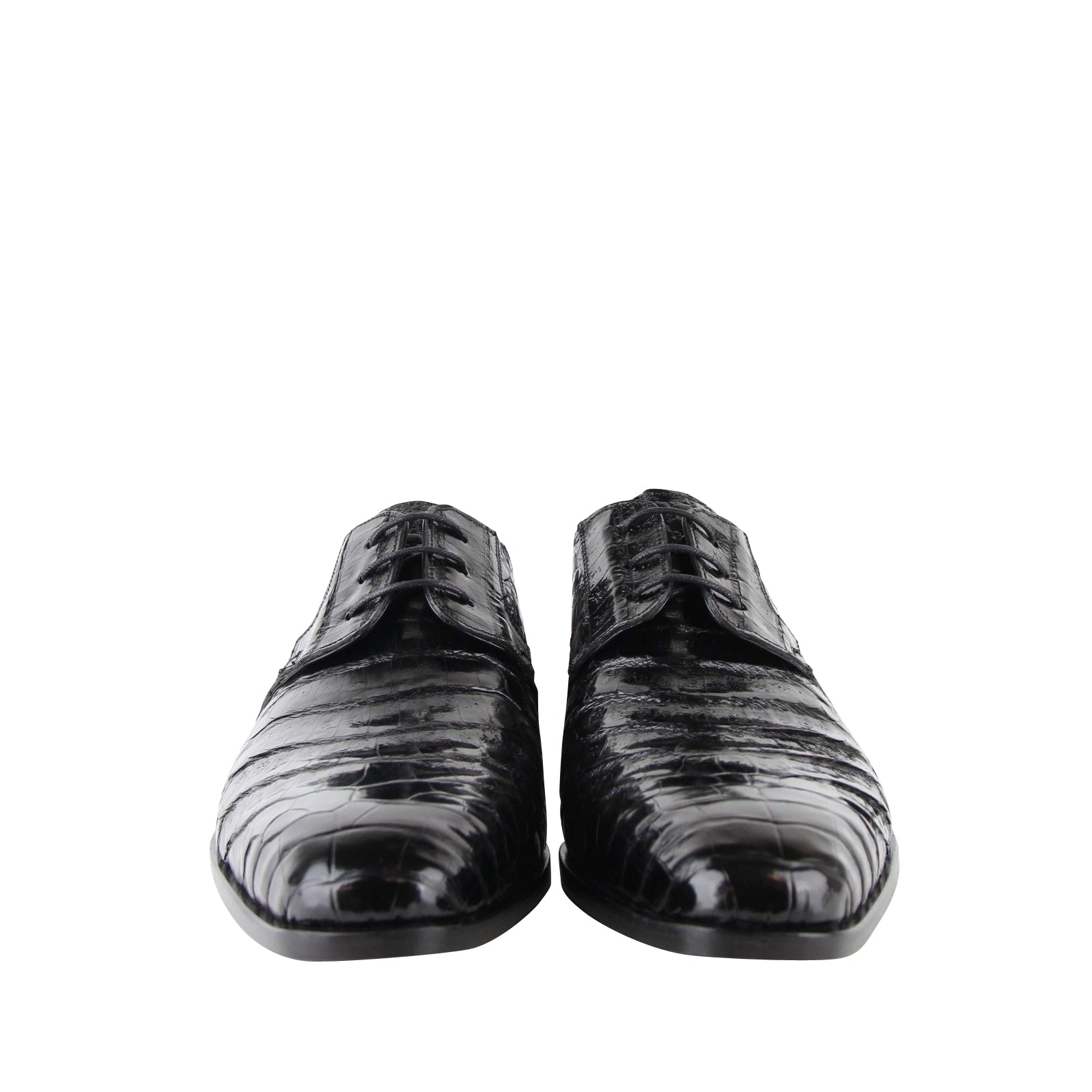 Mezlan Men's Derby Lace Up Black Crocodile Dress Shoes