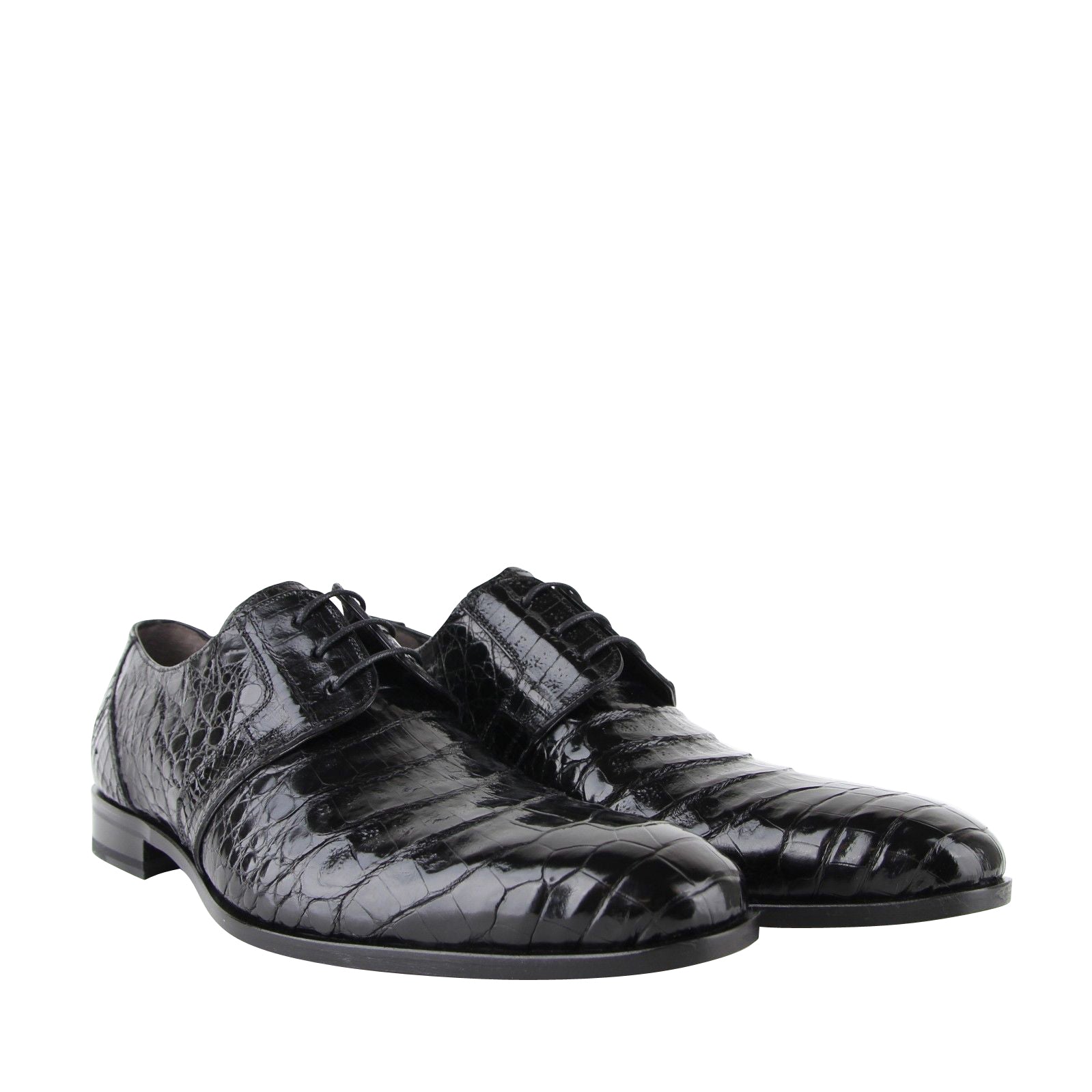 Mezlan Men's Derby Lace Up Black Crocodile Dress Shoes