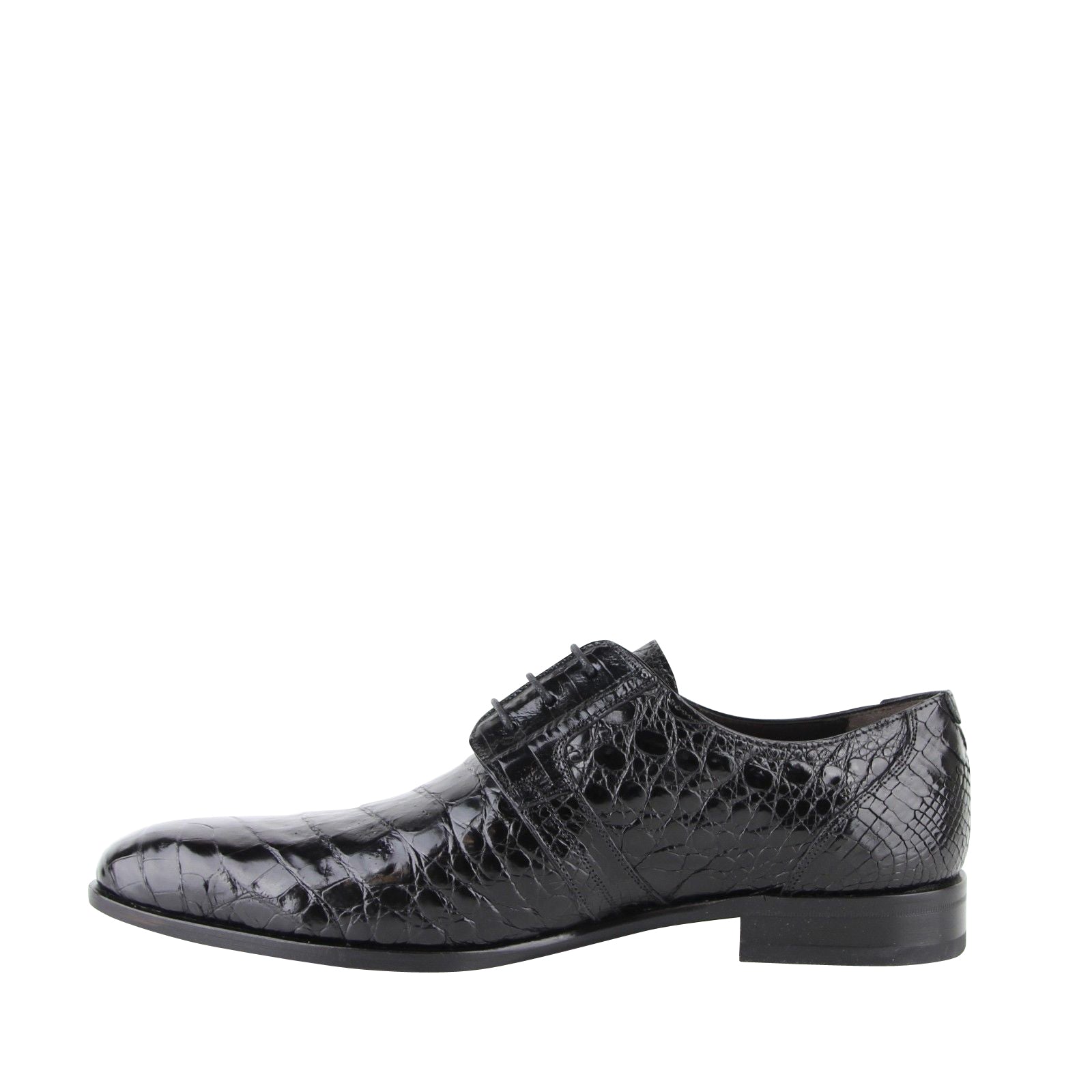 Mezlan Men's Derby Lace Up Black Crocodile Dress Shoes