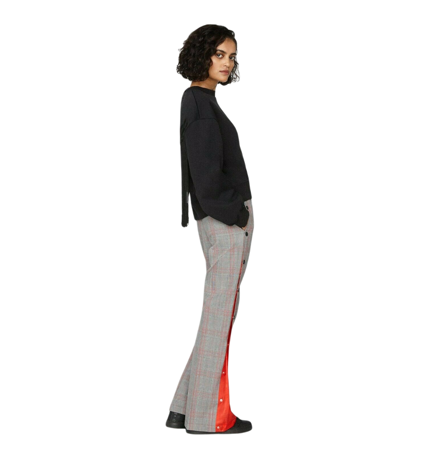 MCM Women's Laurel Black Neoprene Pull Over Fringe Sweatshirt (S)