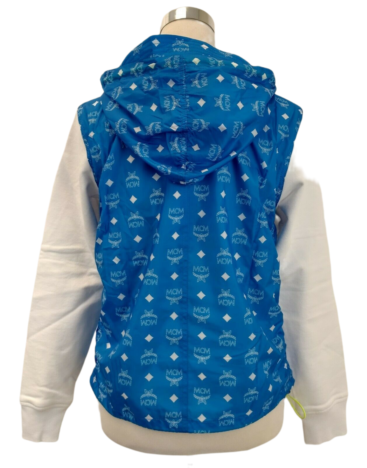 MCM Women's White Cotton Sweatshirt with Nylon Back and Hood(IT 38)