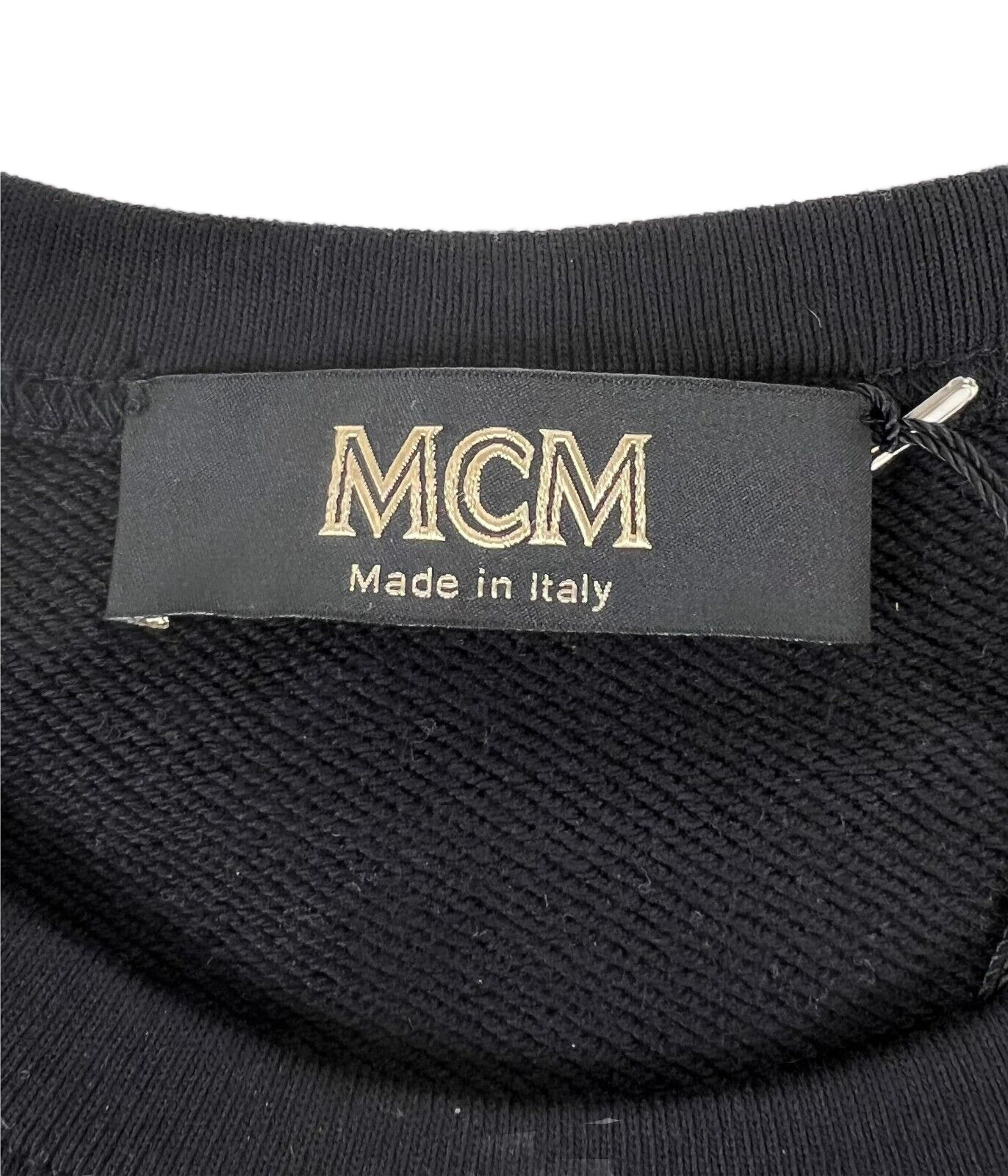 MCM Women's Black Cotton Pull Over Cropped Sequin Sweater S