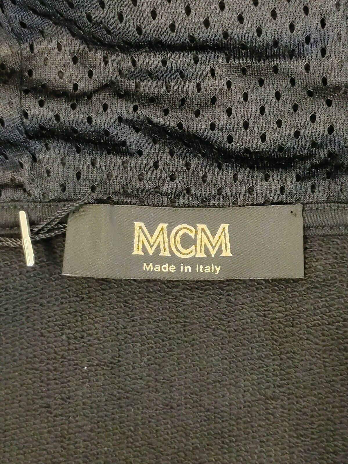 MCM Women's Black Cotton Embroidered Fringe Logo Zip Up Jacket (Regular; M)