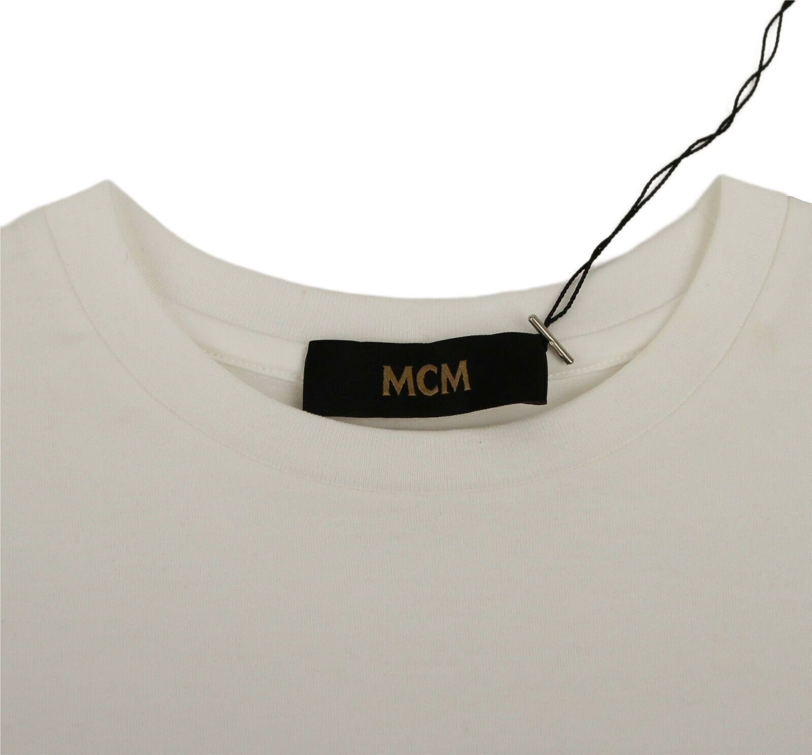 MCM Women's Black Cotton Short Sleeve Plaque Logo Print T-Shirt S