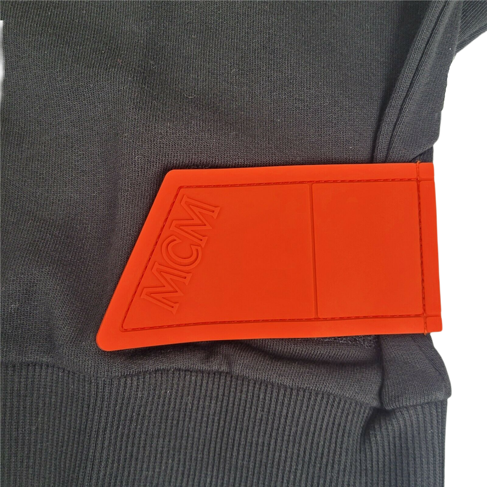 MCM Men's Black Cotton Rubber Logo Oversized Pullover Sweater (Regular; S)