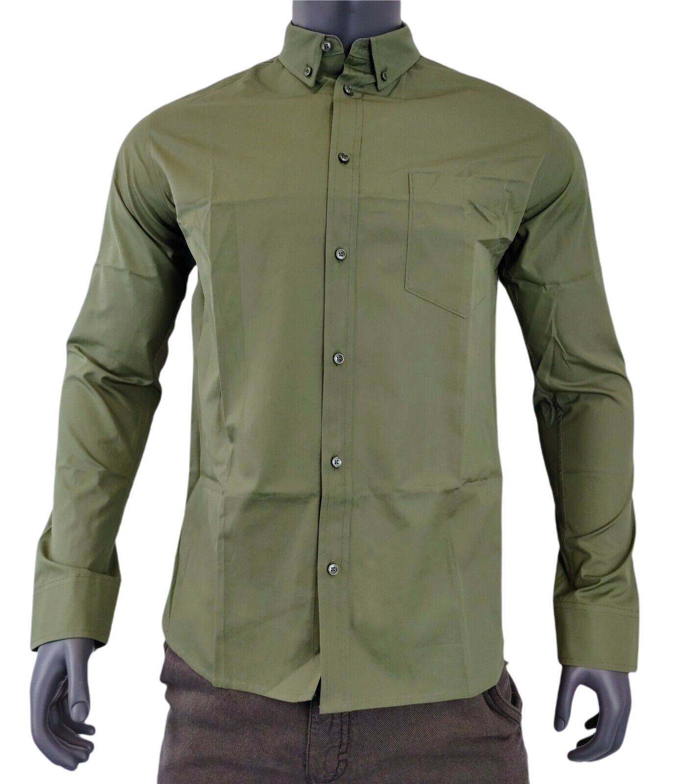 MCM Men's Winter Moss Green Cotton Button Down Dress