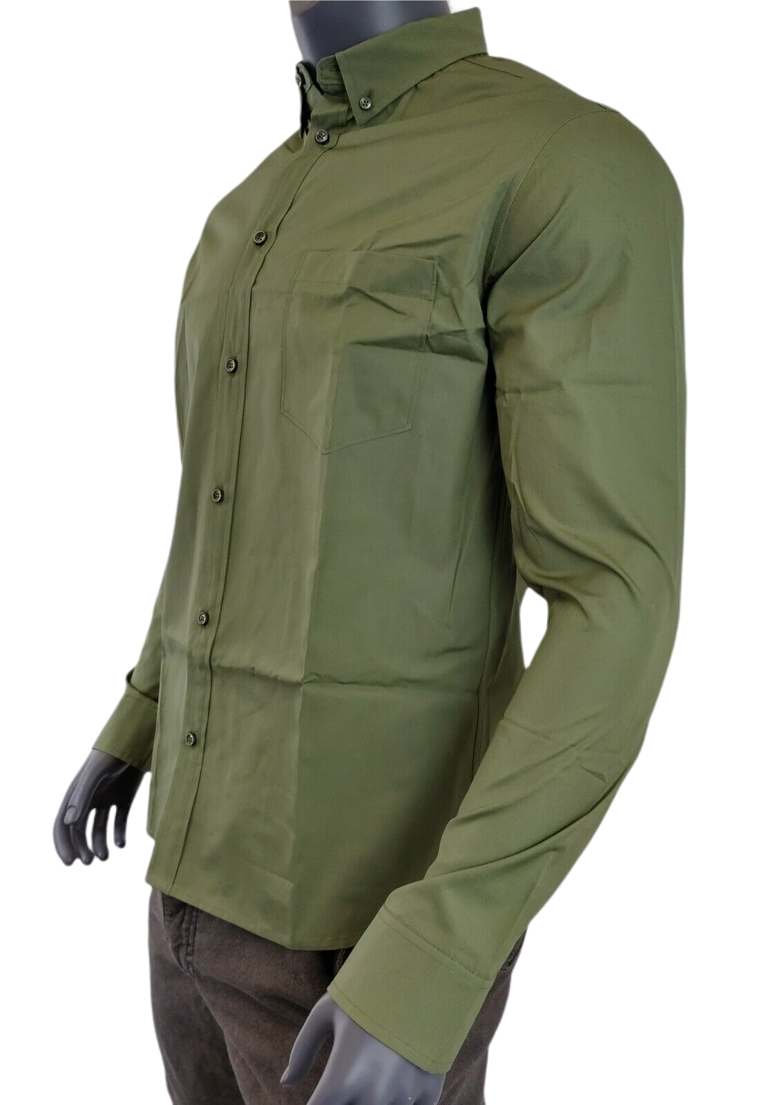 MCM Men's Winter Moss Green Cotton Button Down Dress