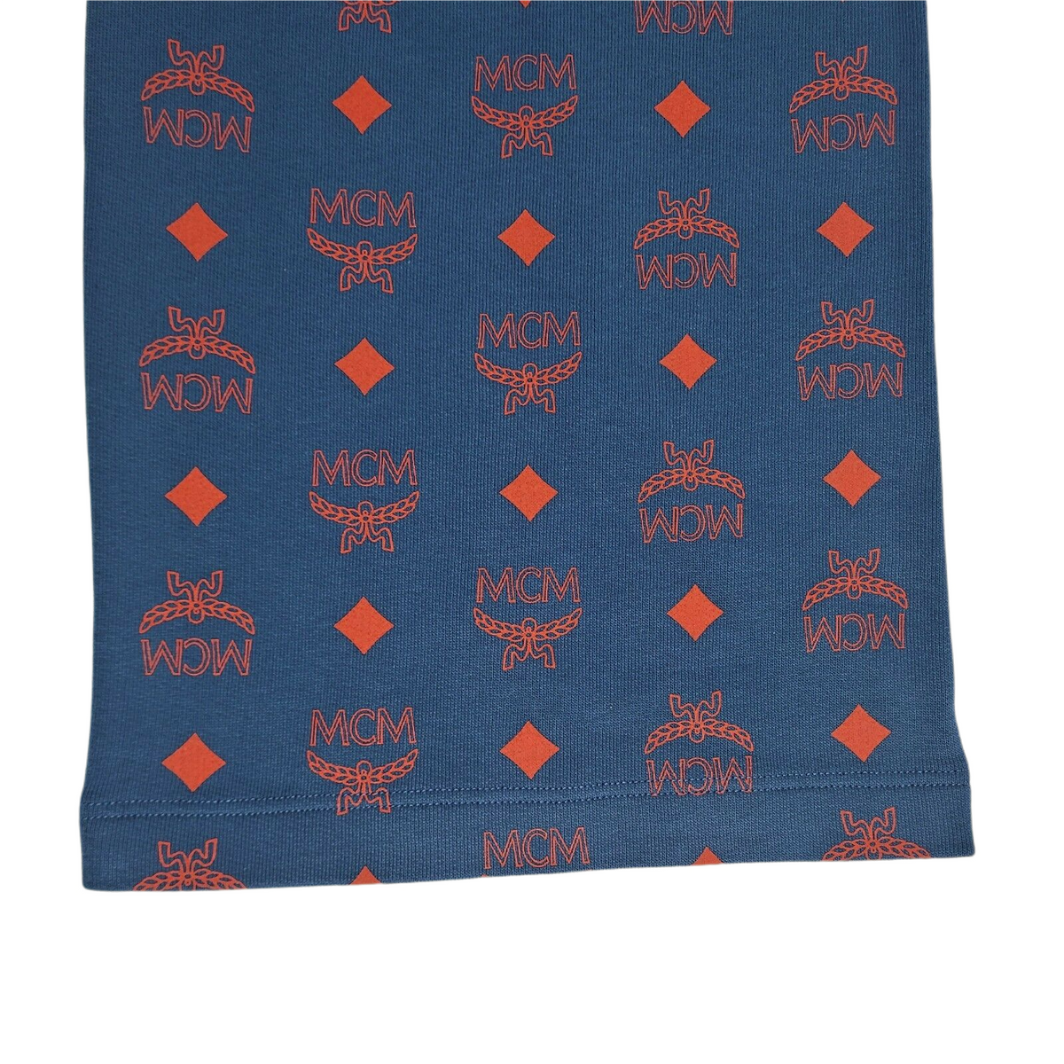 MCM Men's Deep Blue Sea Cotton Monogram and Stripe Sweat Pants