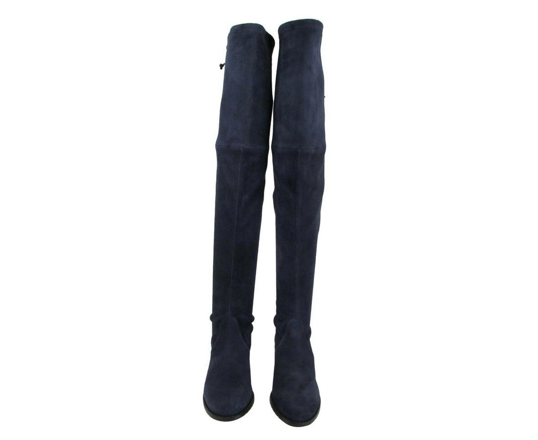 Stuart Weitzman Women's Midland Nice Blue Stretch Suede Knee High Boot