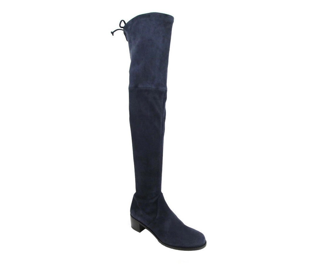 Stuart Weitzman Women's Midland Nice Blue Stretch Suede Knee High Boot
