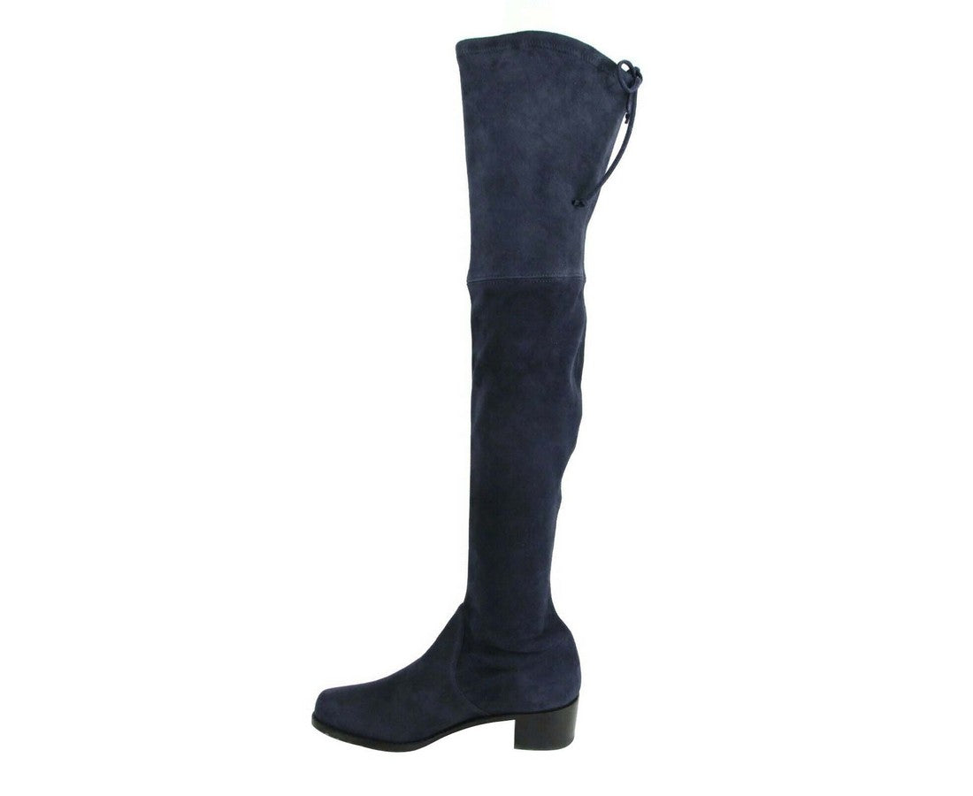 Stuart Weitzman Women's Midland Nice Blue Stretch Suede Knee High Boot