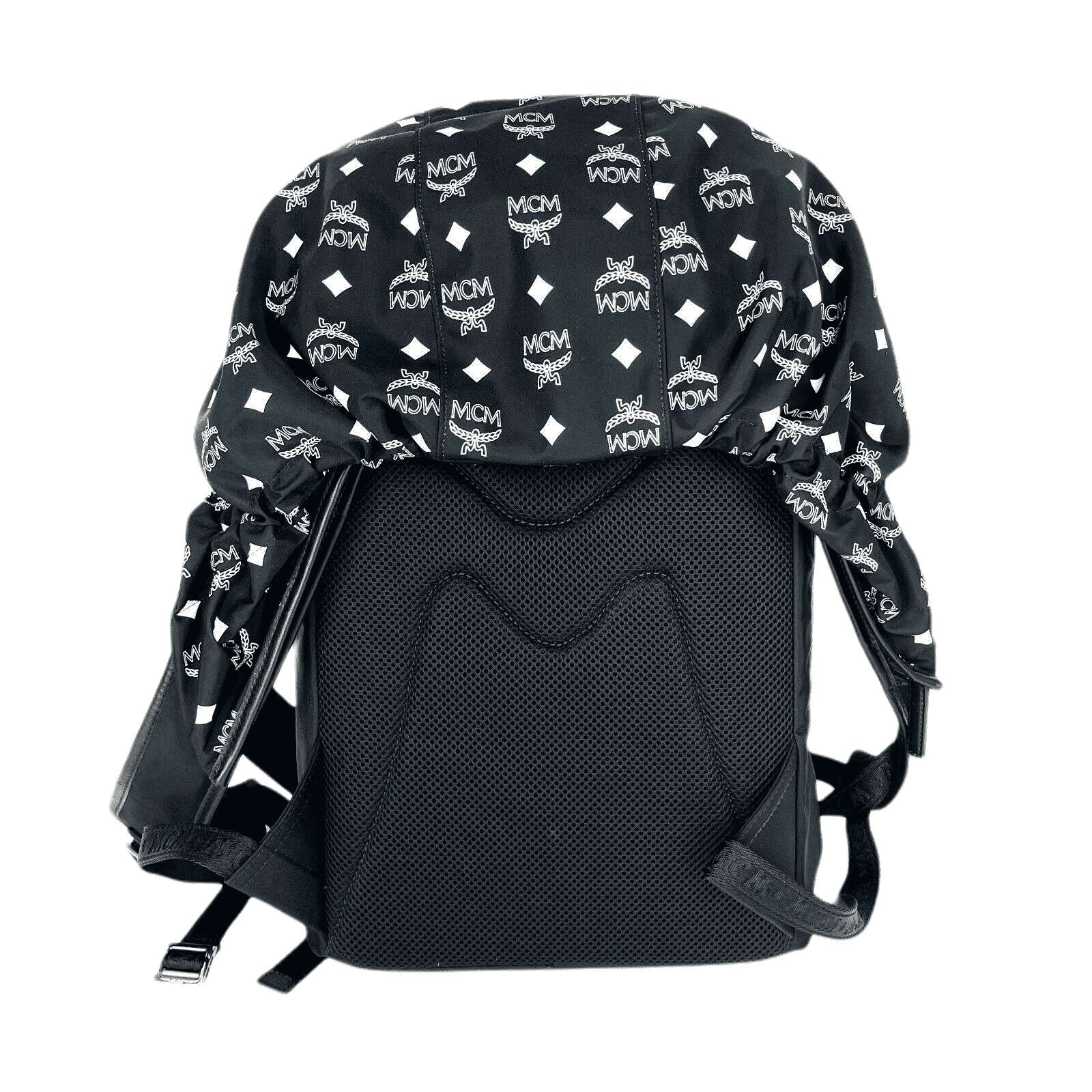 MCM Women's Black Nylon Luft Hoodie Backpack with Detachable Hood