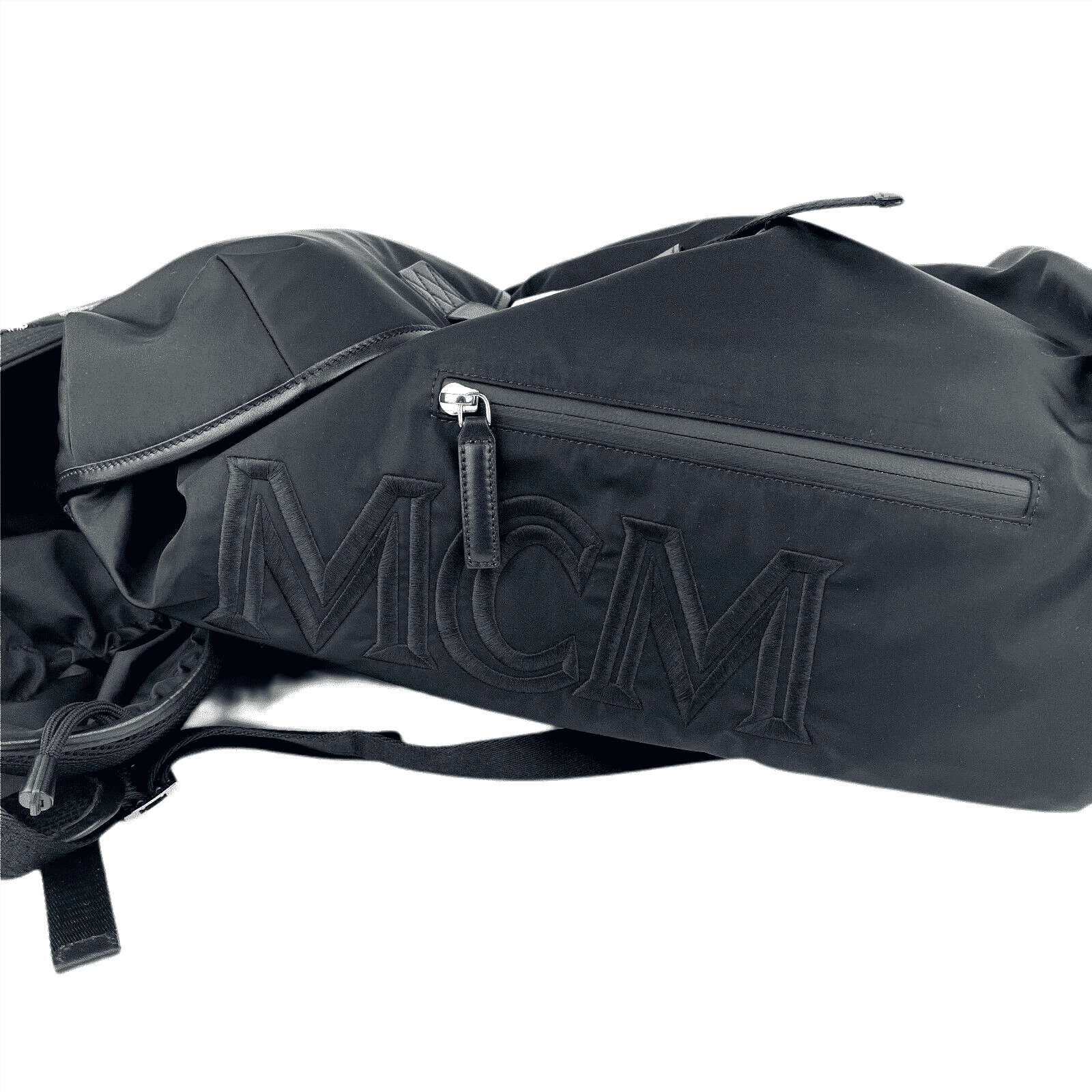 MCM Women's Black Nylon Luft Hoodie Backpack with Detachable Hood