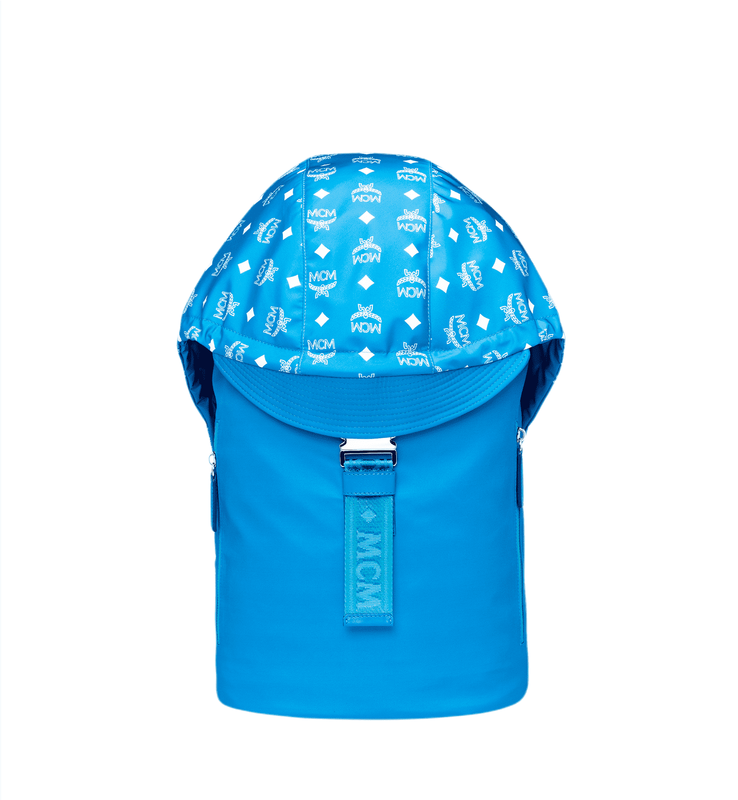 MCM Blue Nylon Luft Hoodie With Detachable Hood Backpack