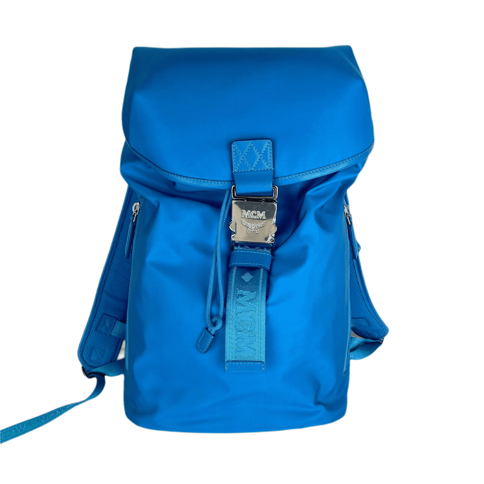 MCM Blue Nylon Luft Hoodie With Detachable Hood Backpack