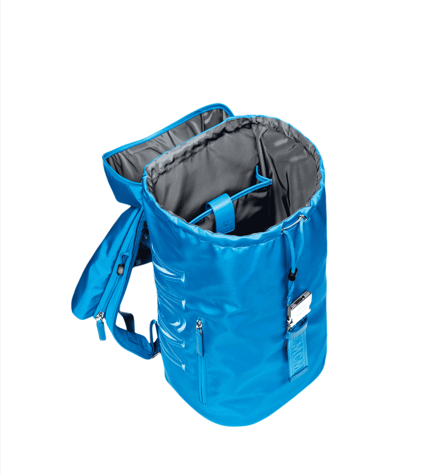 MCM Blue Nylon Luft Hoodie With Detachable Hood Backpack
