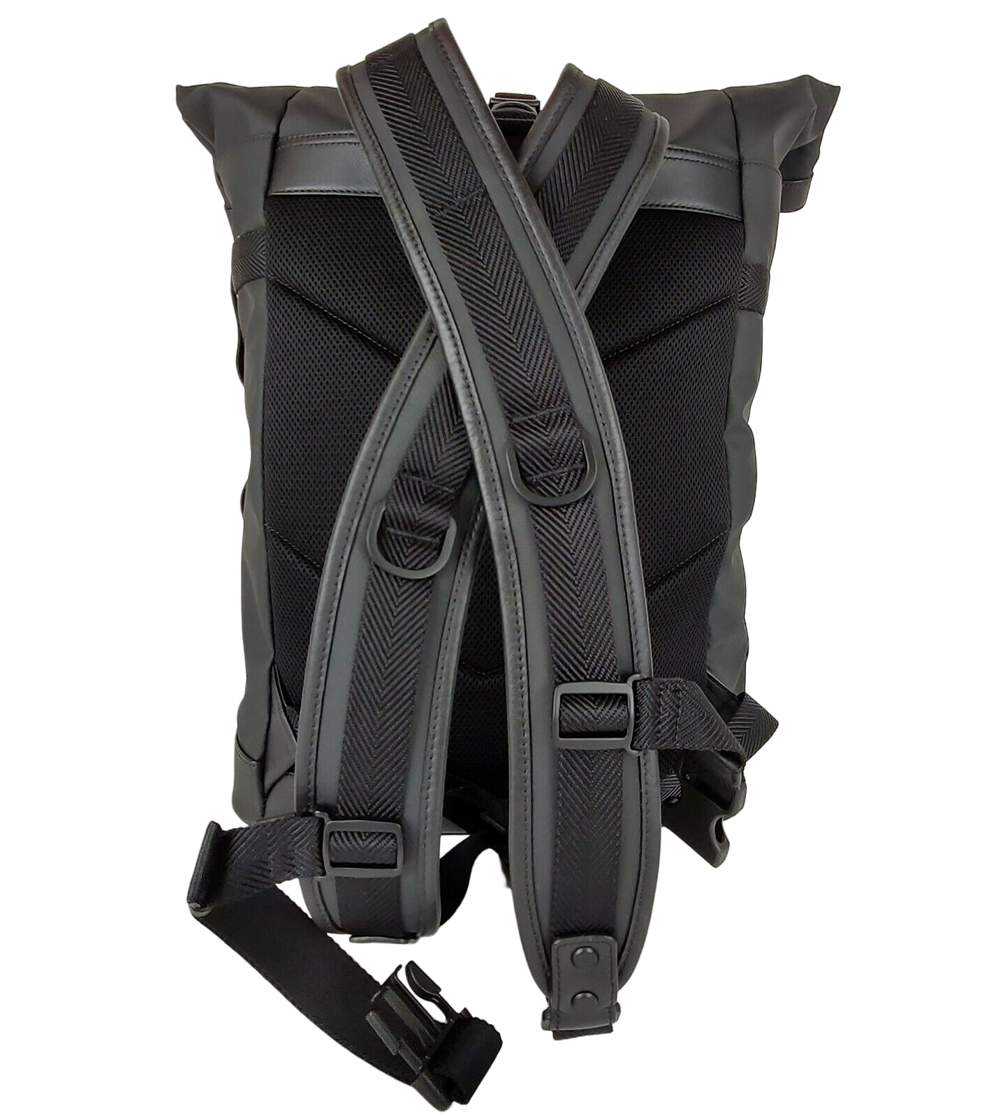 MCM Women's Black Canvas Nylon Medium Roll Top Backpack