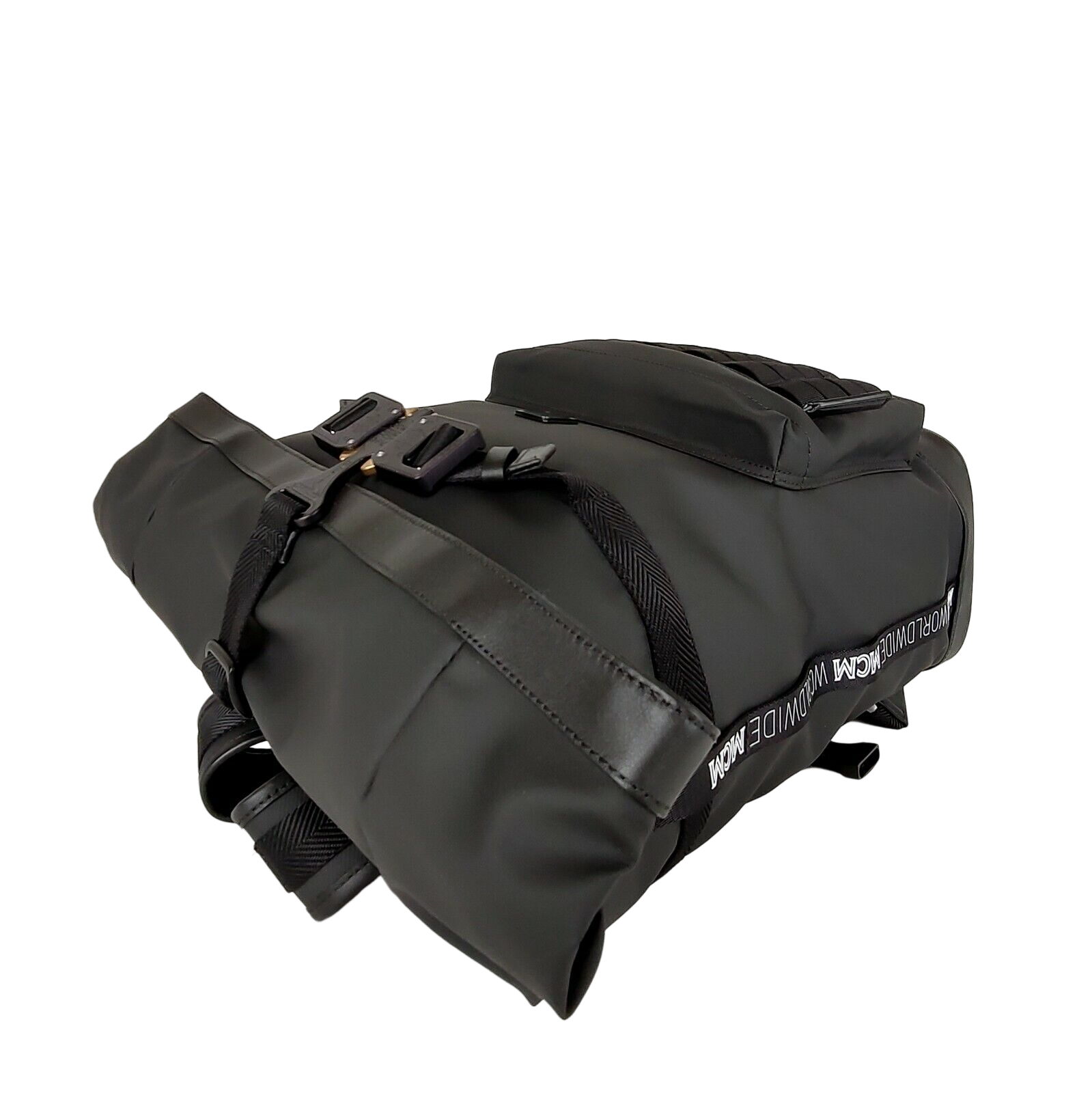 MCM Women's Black Canvas Nylon Medium Roll Top Backpack